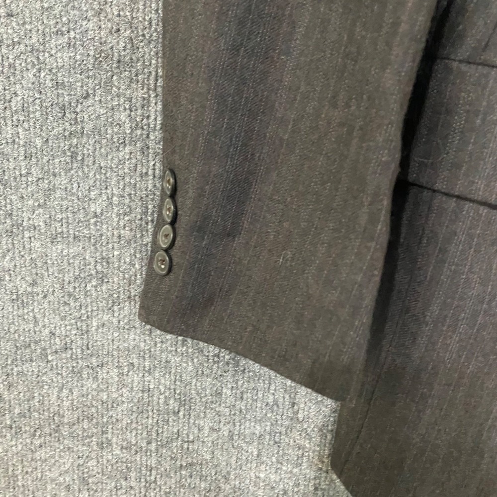 80s Christian Dior Monsieur Suit Jacket Mens 38 Gray Pinstripe Striped - Picture 9 of 16